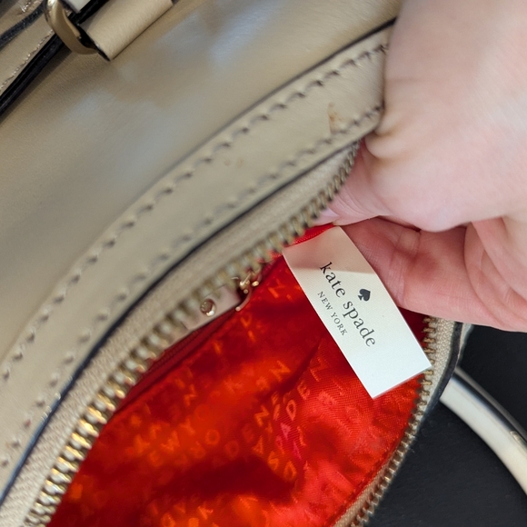 Kate Spade Holly Street Ashton Satchel Beige Bow Leather Handbag Top Handle - Picture 7 of 12